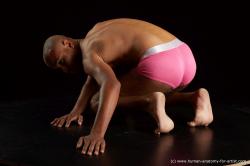 Underwear Man Black Slim Bald Black Standard Photoshoot Academic